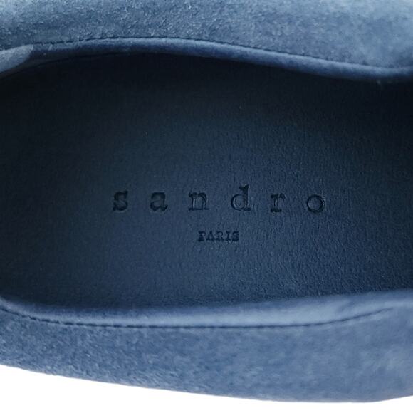 SANDRO Anita blue suede leather 3 strap low top sneakers shoes bleu denim 36 NEW - Picture 5 of 7